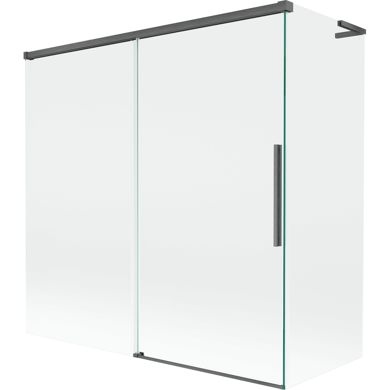 Mexen Rox L Duschwand, 2-flügelig, verschiebbar 160 + 80 x 150 cm, transparent, gebürstet in Gun Grey - 8C9L-160-080-66-00