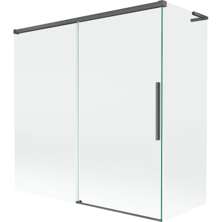 Mexen Rox L Duschwand, 2-flügelig, verschiebbar 160 + 80 x 150 cm, transparent, gebürstet in Gun Grey - 8C9L-160-080-66-00