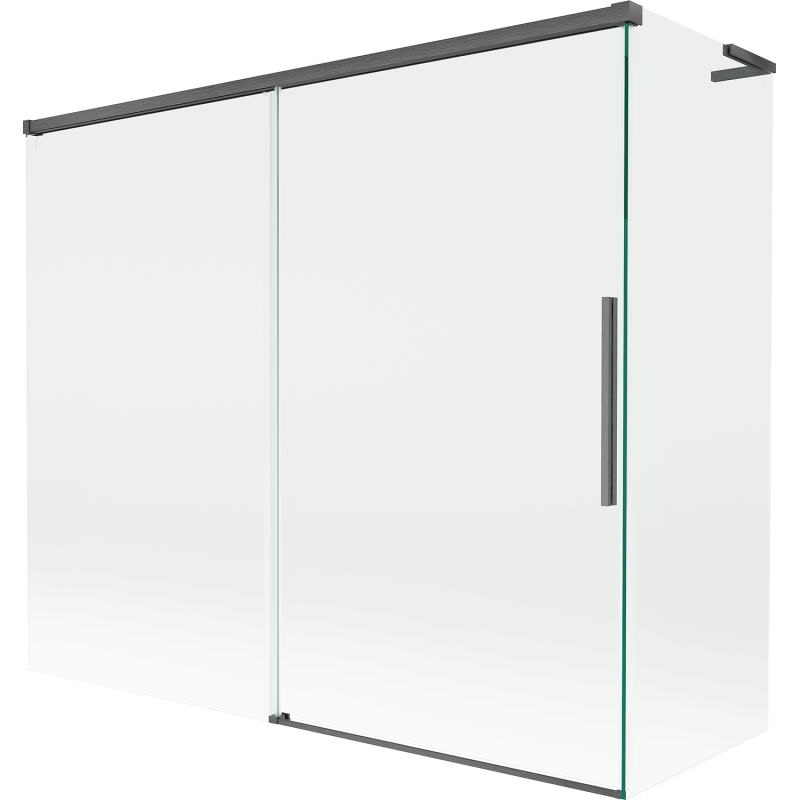 Mexen Rox L badwand tweevleugelige schuifdeur 180 + 80 x 150 cm, transparant, geborsteld geweergrijs - 8C9L-180-080-66-00