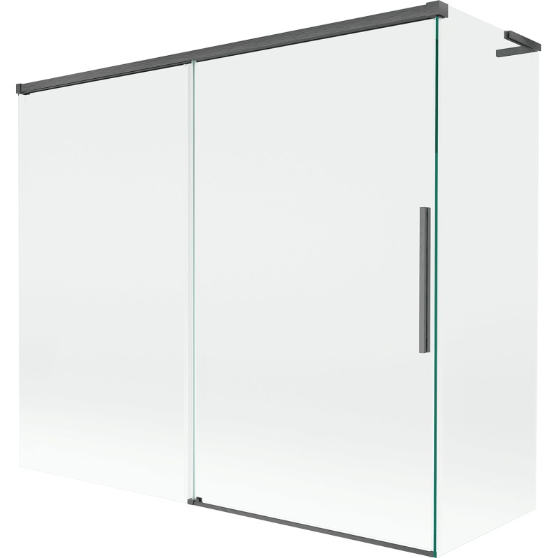 Mexen Rox L mampara de bañera doble corredera 180 + 80 x 150 cm, transparente, gris arma cepillado - 8C9L-180-080-66-00