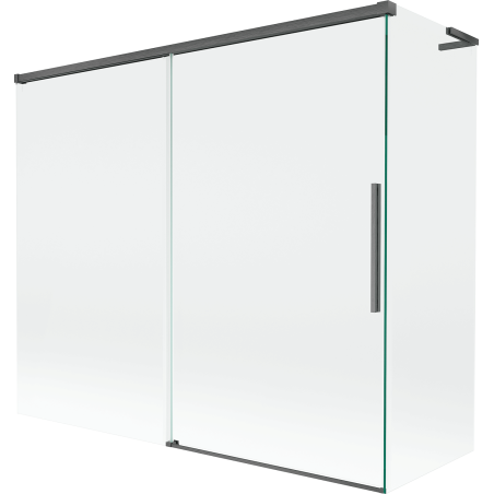 Mexen Rox L 2-flügelige, verschiebbare Badewannenabtrennung 180 + 80 x 150 cm, transparent, gebürstetes Gun-Grey