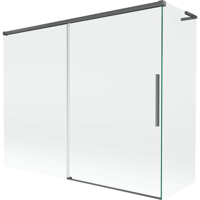 Mexen Rox L Duschabtrennung, 2-flügelig, 190 + 80 x 150 cm, transparent, gebürstetes Gun Gray - 8C9L-190-080-66-00