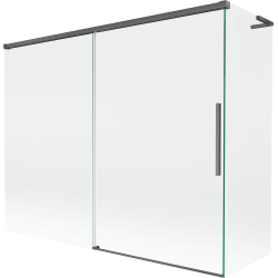 Mexen Rox L 2-flilleger, zréckzéieleges Badeschierm 190 + 90 x 150 cm, transparent, gebierste Gungra - 8C9L-190-090-66-00