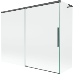 Mexen Rox L 2-tiivaline vannisein, tõmmatav 190 + 90 x 150 cm, läbipaistev, harjatud gun gray - 8C9L-190-090-66-00