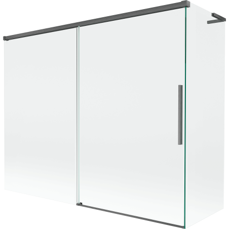 Mexen Rox L Duschwand, 2-flügelig, 190 + 90 x 150 cm, transparent, gebürstetes Gun Gray - 8C9L-190-090-66-00