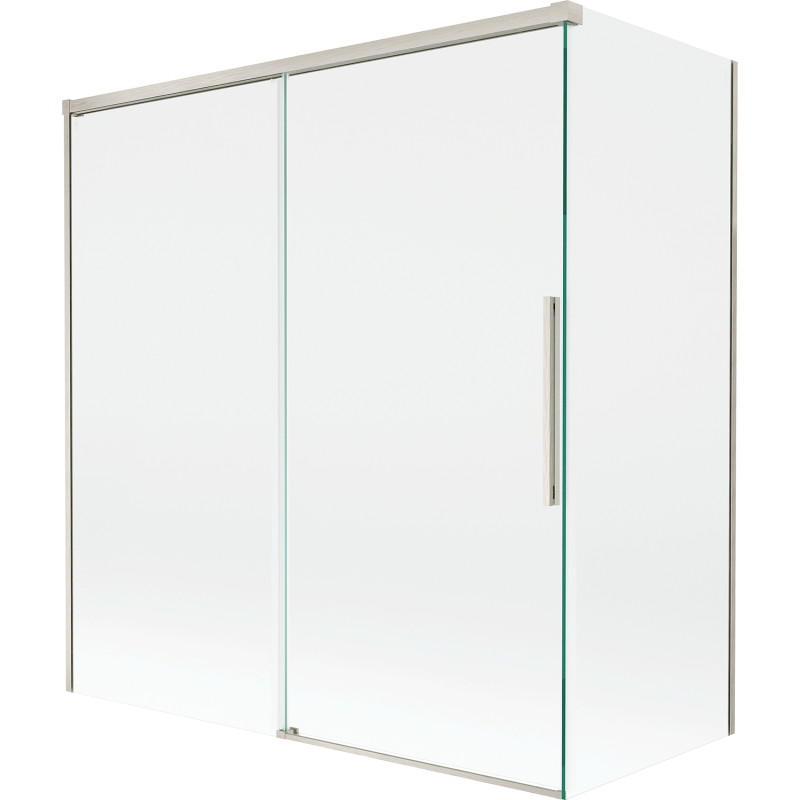 Mexen Rox paratia da vasca da bagno a 2 ante scorrevoli 150 + 70 x 150 cm, trasparente, nichel spazzolato - 8C9-150-070-97-00