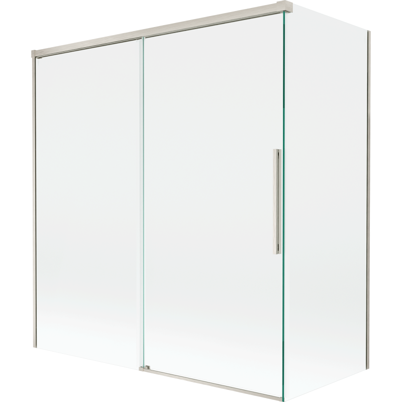 Mexen Rox parawan nawannowy 2-skrzydłowy rozsuwany 150 + 70 x 150 cm, transparent, nikiel szczotkowany - 8C9-150-070-97-00
