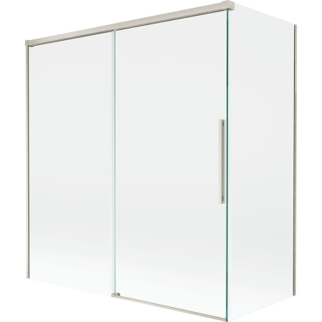 Mexen Rox parawan nawannowy 2-skrzydłowy rozsuwany 150 + 70 x 150 cm, transparent, nikiel szczotkowany - 8C9-150-070-97-00