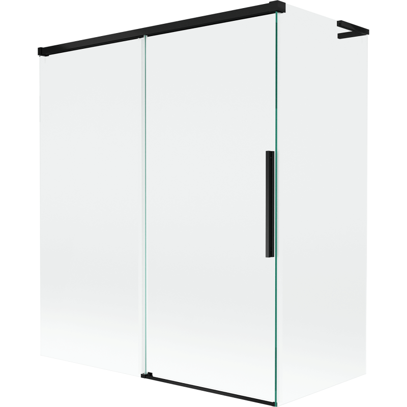 Mexen Rox L douchewand, 2-delig schuifbaar 140 + 70 x 150 cm, transparant, zwart - 8C9L-140-070-70-00