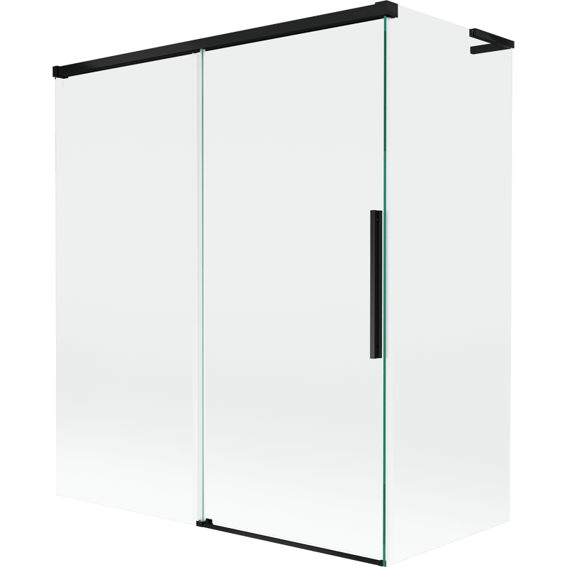 Mexen Rox L parawan nawannowy 2-skrzydłowy rozsuwany 140 + 70 x 150 cm, transparent, czarny - 8C9L-140-070-70-00
