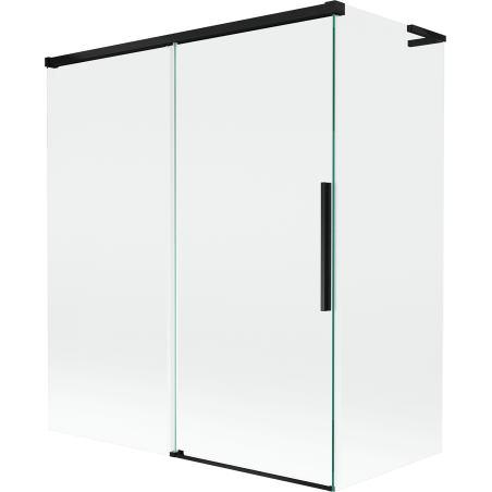 Mexen Rox L douchewand, 2-delig schuifbaar 140 + 70 x 150 cm, transparant, zwart - 8C9L-140-070-70-00