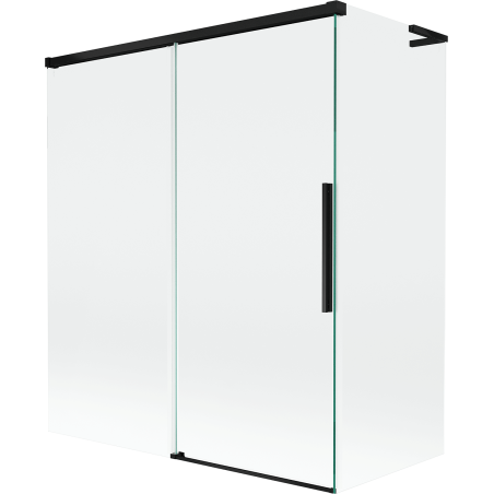 Mexen Rox L parawan nawannowy 2-skrzydłowy rozsuwany 140 + 70 x 150 cm, transparent, czarny - 8C9L-140-070-70-00