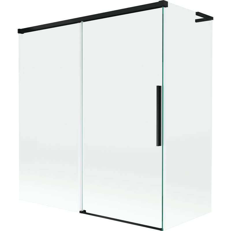 Mexen Rox L Badewannenabtrennung 2-flügelig, verschiebbar 150 + 70 x 150 cm, transparent, schwarz - 8C9L-150-070-70-00
