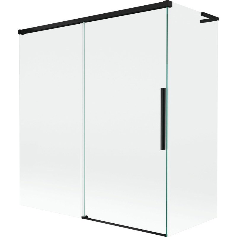 Mexen Rox L vannitoa ekraan, 2-osaline lükanduks 150 + 70 x 150 cm, läbipaistev, must - 8C9L-150-070-70-00