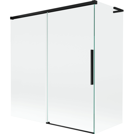Mexen Rox L Badewannenabtrennung 2-flügelig, verschiebbar 150 + 70 x 150 cm, transparent, schwarz - 8C9L-150-070-70-00