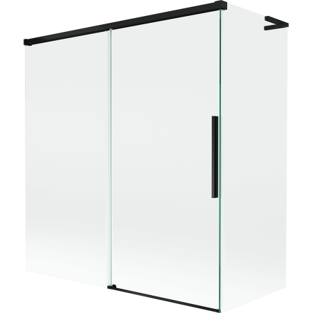 Mexen Rox L zweef-duebels Schierm 2-Flillek verschiewbar 150 + 70 x 150 cm, transparent, schwaarz - 8C9L-150-070-70-00