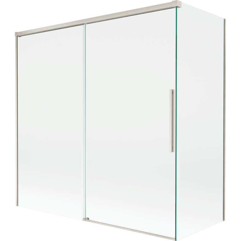 Mexen Rox Duschabtrennung 2-flügelig verschiebbar 160 + 70 x 150 cm, transparent, gebürsteter Nickel - 8C9-160-070-97-00