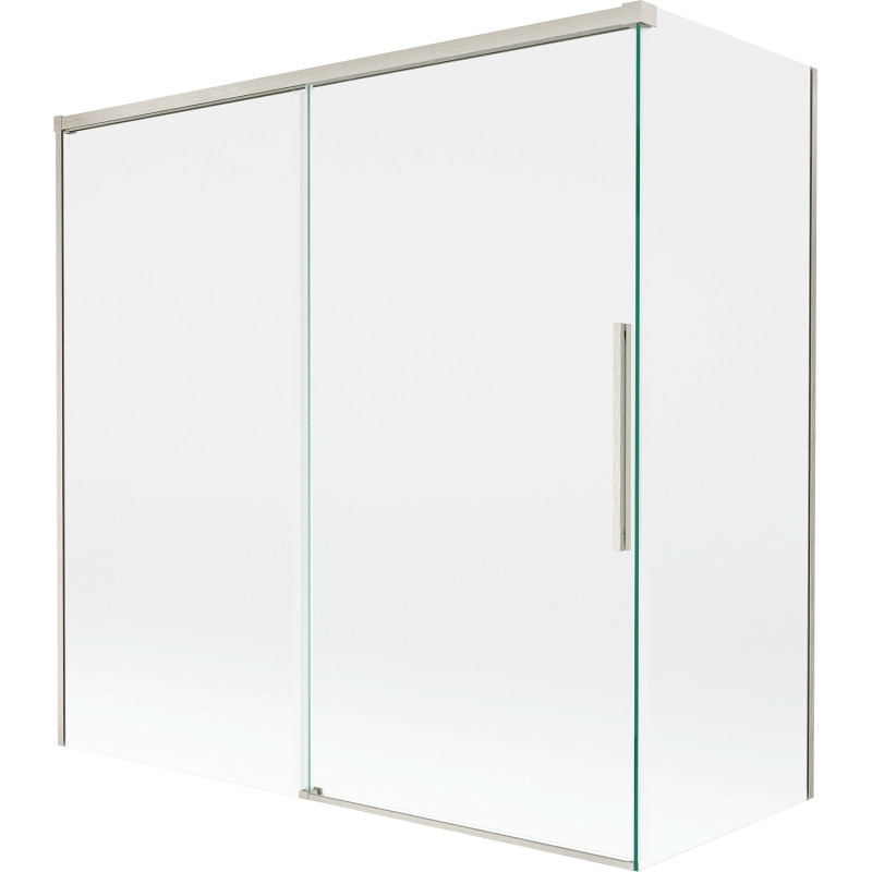 Mexen Rox paravento vasca da bagno a 2 ante scorrevoli 160 + 70 x 150 cm, trasparente, nichel spazzolato - 8C9-160-070-97-00