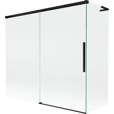 Mexen Rox L parawan nawannowy 2-skrzydłowy rozsuwany 170 + 70 x 150 cm, transparent, czarny - 8C9L-170-070-70-00