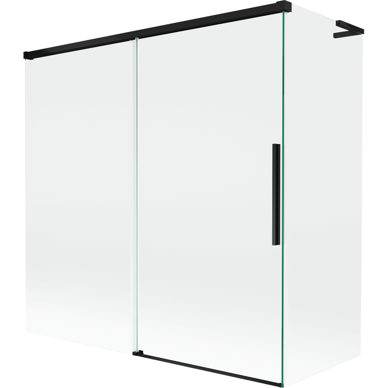 Mexen Rox L parawan nawannowy 2-skrzydłowy rozsuwany 160 + 75 x 150 cm, transparent, czarny - 8C9L-160-075-70-00