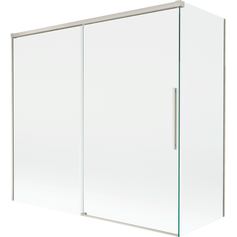 Mexen Rox Wannenspritzschutz 2-flügelig, verschiebbar 170 + 70 x 150 cm, transparent, gebürsteter Nickel - 8C9-170-070-97-00