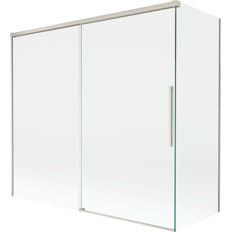 Mexen Rox Wannenspritzschutz 2-flügelig, verschiebbar 170 + 70 x 150 cm, transparent, gebürsteter Nickel - 8C9-170-070-97-00