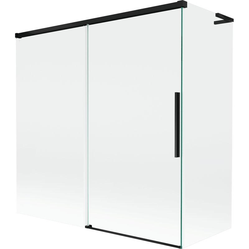 Mexen Rox L Wannenabtrennung, 2-flügelig, verschiebbar, 160 + 80 x 150 cm, transparent, schwarz - 8C9L-160-080-70-00