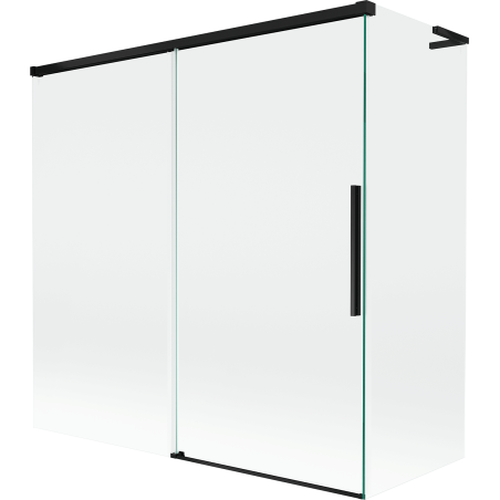 Mexen Rox L Wannenabtrennung, 2-flügelig, verschiebbar, 160 + 80 x 150 cm, transparent, schwarz - 8C9L-160-080-70-00