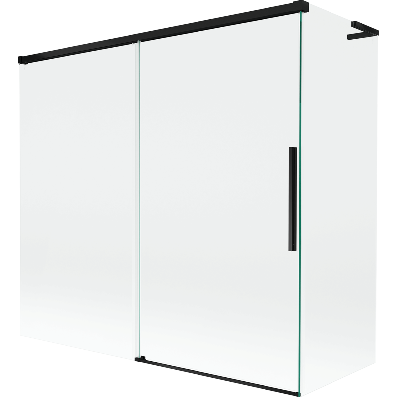 Mexen Rox L Badewannenabtrennung 2-flügelig verschiebbar 170 + 80 x 150 cm, transparent, schwarz - 8C9L-170-080-70-00