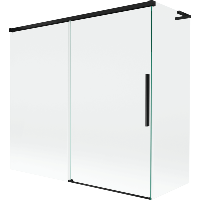 Mexen Rox L badwand 2-delige schuifbare 170 + 80 x 150 cm, transparant, zwart - 8C9L-170-080-70-00