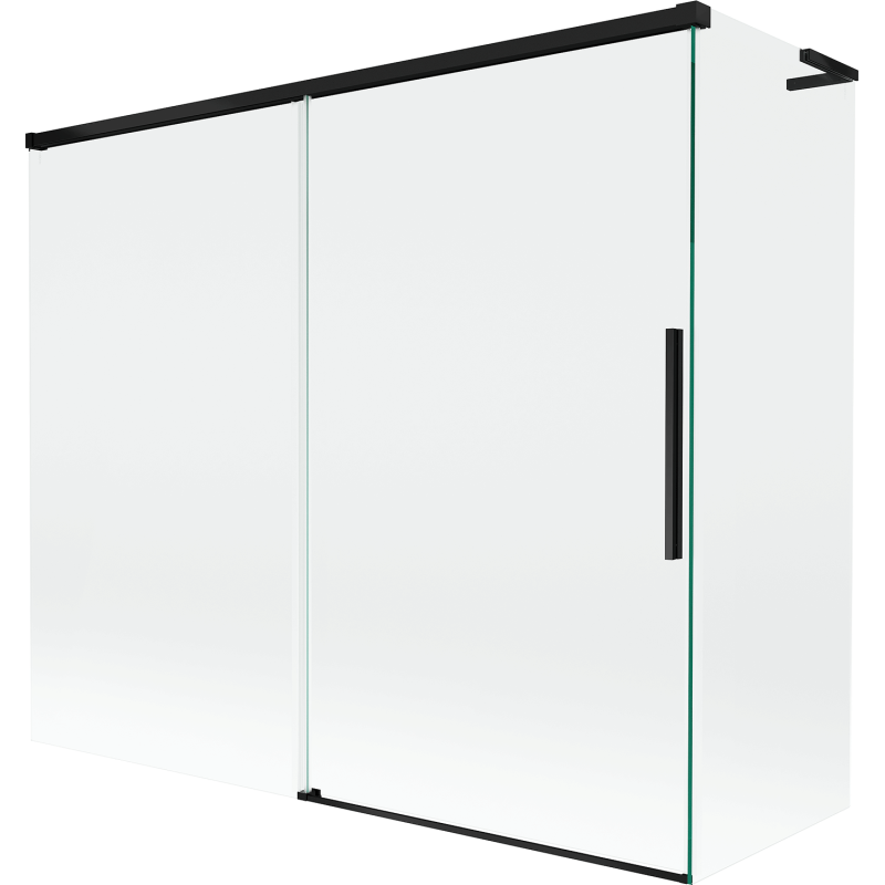 Mexen Rox L Badewannen-Paravent, 2-flügelig verschiebbar 180 + 80 x 150 cm, transparent, schwarz - 8C9L-180-080-70-00