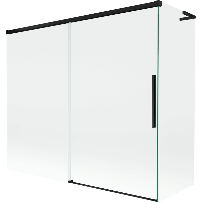 Mexen Rox L vanni dušisein 2-osaline liuguks 180 + 80 x 150 cm, läbipaistev, must - 8C9L-180-080-70-00