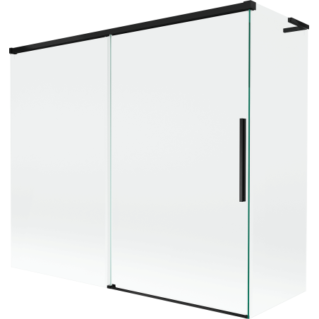 Mexen Rox L Badewannen-Paravent, 2-flügelig verschiebbar 180 + 80 x 150 cm, transparent, schwarz - 8C9L-180-080-70-00