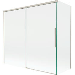 Mexen Rox Duschabtrennung 2-flügelig verschiebbar 170 + 75 x 150 cm, transparent, gebürsteter Nickel - 8C9-170-075-97-00