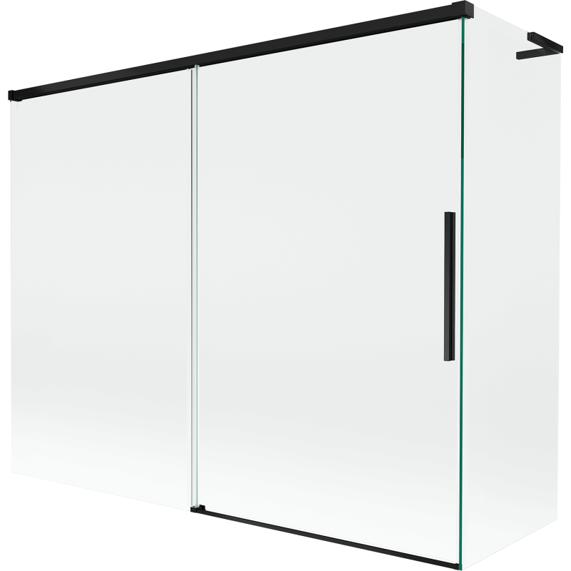 Mexen Rox L Duschwand, 2-flügelig, verschiebbar 190 + 80 x 150 cm, transparent, schwarz - 8C9L-190-080-70-00