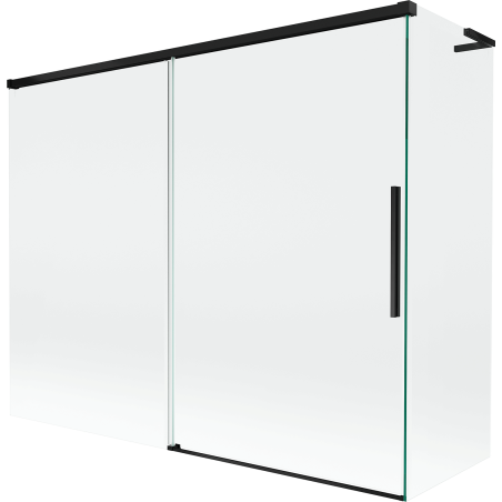 Mexen Rox L Duschwand, 2-flügelig, verschiebbar 190 + 80 x 150 cm, transparent, schwarz - 8C9L-190-080-70-00