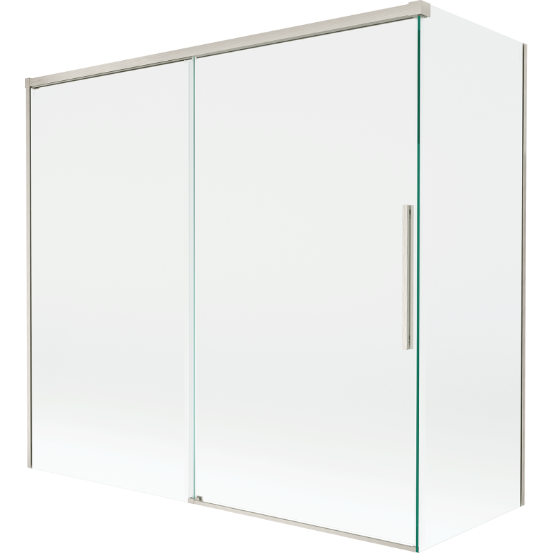 Mexen Rox badwand tweedelig uitschuifbaar 170 + 80 x 150 cm, transparant, geborsteld nikkel - 8C9-170-080-97-00