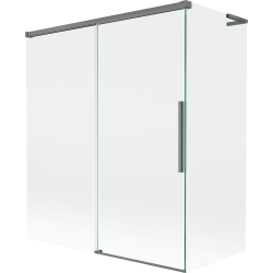 Mexen Rox L vannitoa ekraan, 2-osaline, libistatav 140 + 70 x 150 cm, läbipaistev, relvmetall - 8C9L-140-070-95-00