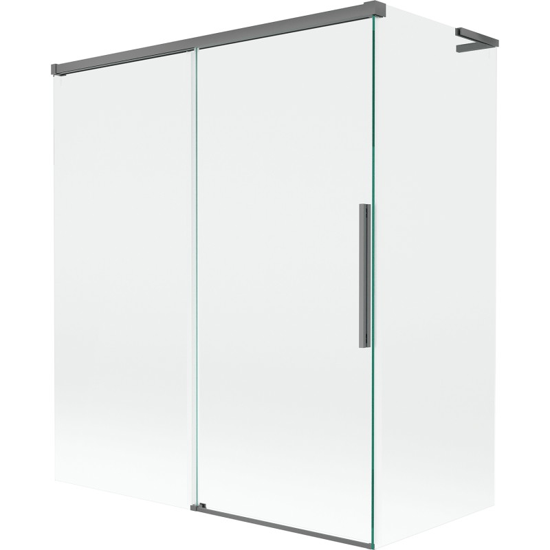 Mexen Rox L vannitoa ekraan, 2-osaline, libistatav 140 + 70 x 150 cm, läbipaistev, relvmetall - 8C9L-140-070-95-00