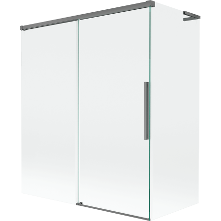 Mexen Rox L vannitoa ekraan, 2-osaline, libistatav 140 + 70 x 150 cm, läbipaistev, relvmetall - 8C9L-140-070-95-00