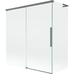 Mexen Rox L vannitoa sirm, 2 tiivaga ja lükatav 150 + 70 x 150 cm, läbipaistev, must metall - 8C9L-150-070-95-00