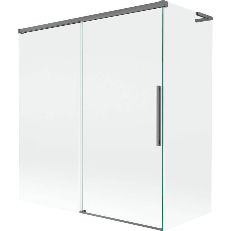 Mexen Rox L vannitoa sirm, 2 tiivaga ja lükatav 150 + 70 x 150 cm, läbipaistev, must metall - 8C9L-150-070-95-00