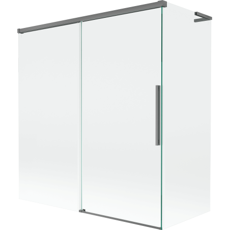 Mexen Rox L parawan nawannowy 2-skrzydłowy rozsuwany 150 + 70 x 150 cm, transparent, gun metal - 8C9L-150-070-95-00