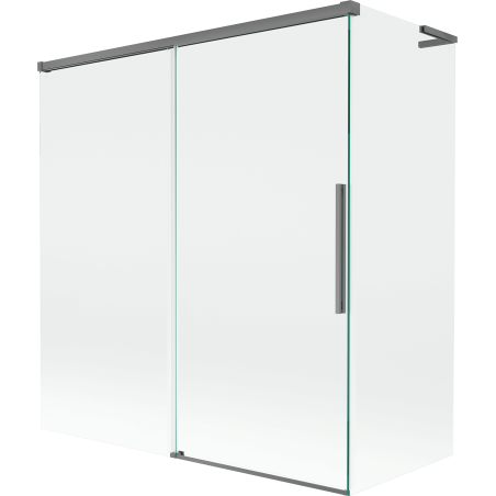 Mexen Rox L vannitoa sirm, 2 tiivaga ja lükatav 150 + 70 x 150 cm, läbipaistev, must metall - 8C9L-150-070-95-00