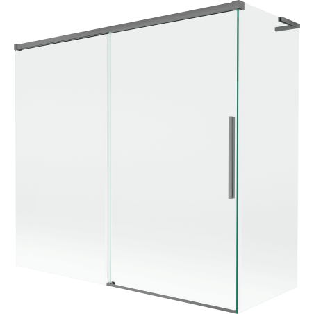 Mexen Rox L Badewannenabtrennung 2-flügelig verschiebbar 170 + 75 x 150 cm, transparent, Gun Metal - 8C9L-170-075-95-00