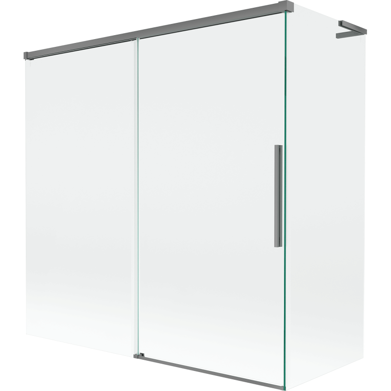 Mexen Rox L Badewannenabtrennung 2-flügelig verschiebbar 160 + 80 x 150 cm, transparent, Gun Metal - 8C9L-160-080-95-00