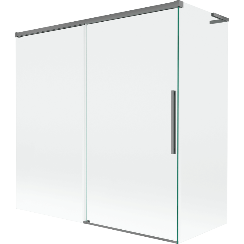 Mexen Rox L badwand scherm 2-delig verschuifbaar 160 + 80 x 150 cm, transparant, geweer metaal - 8C9L-160-080-95-00