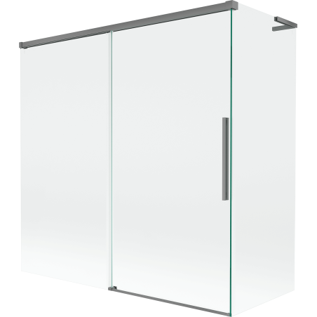 Mexen Rox L Badewannenabtrennung 2-flügelig verschiebbar 160 + 80 x 150 cm, transparent, Gun Metal - 8C9L-160-080-95-00