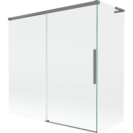 Mexen Rox L badwand scherm 2-delig verschuifbaar 160 + 80 x 150 cm, transparant, geweer metaal - 8C9L-160-080-95-00