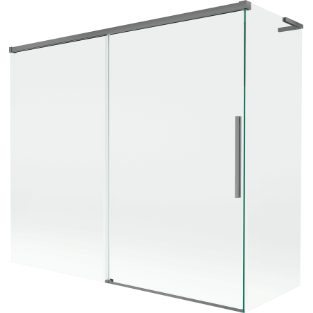 Mexen Rox L dušu aizkars, divdaļīgs bīdāms 180 + 90 x 150 cm, caurspīdīgs, pistoles metāls - 8C9L-180-090-95-00